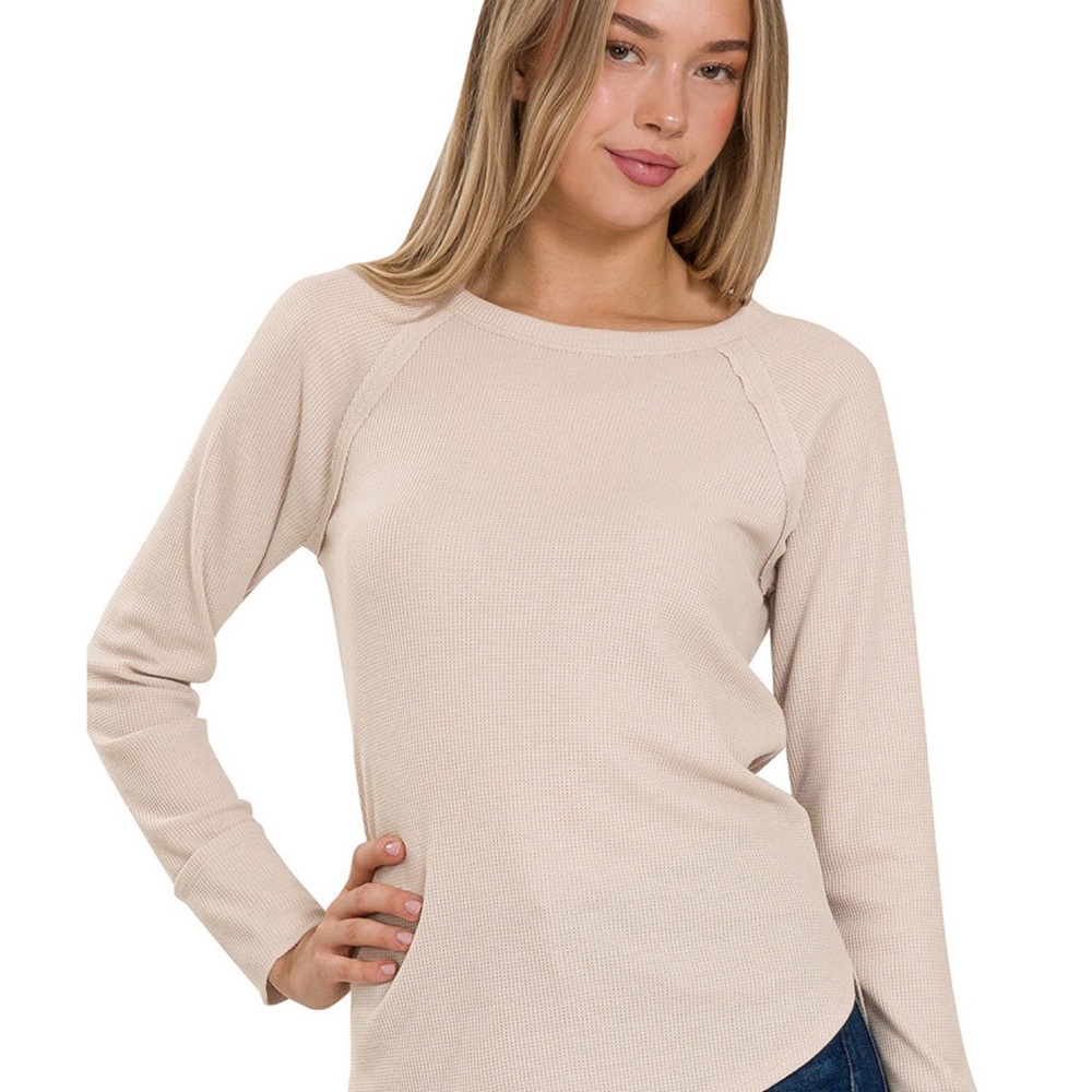 🎀🎀🎀Waffle knit exposed seams top tunic 🎀🎀🎀